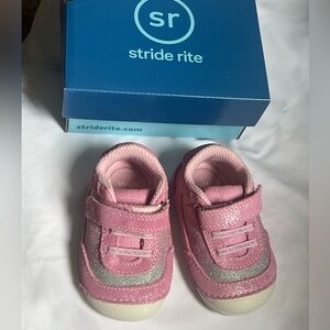Stride Rite Pink and Silver Sneakers with Velcro Straps